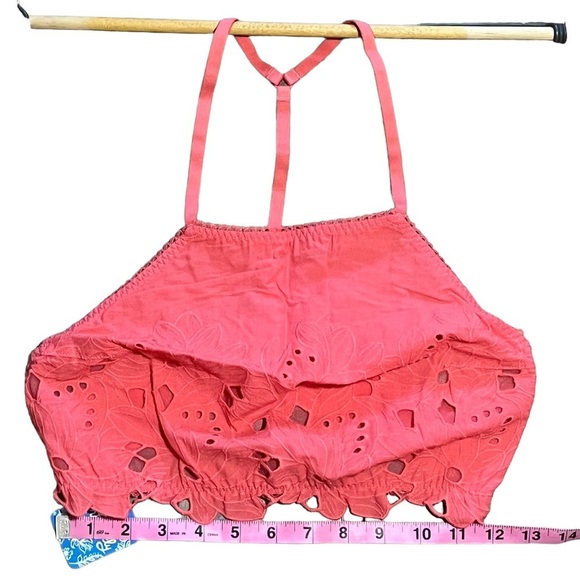 FREE PEOPLE Intimately June High Neck bralette Kiss Kiss coral Medium NWT - Picture 8 of 13